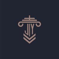 jy första monogram logotyp med pelare design för lag fast vektor bild