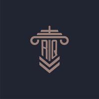 rq första monogram logotyp med pelare design för lag fast vektor bild