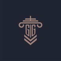 gg Anfangsmonogramm-Logo mit Säulendesign für Anwaltskanzlei-Vektorbild vektor