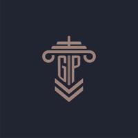 gp första monogram logotyp med pelare design för lag fast vektor bild