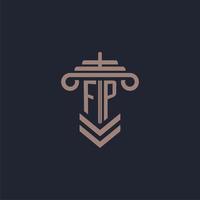 fp Anfangsmonogramm-Logo mit Säulendesign für Anwaltskanzlei-Vektorbild vektor