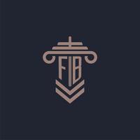 fb första monogram logotyp med pelare design för lag fast vektor bild