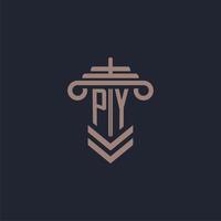 py första monogram logotyp med pelare design för lag fast vektor bild