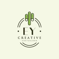 ey första brev grön kaktus logotyp vektor