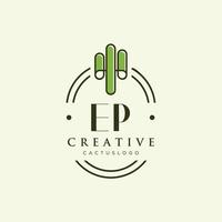 ep första brev grön kaktus logotyp vektor