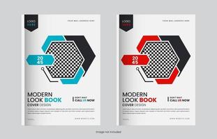 skriva ut företag årlig Rapportera broschyr omslag uppsättning design med kreativ former vektor