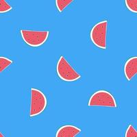 vattenmelon sömlös mönster. hand dragen vattenmelon skiva och frön. vektor