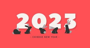 chinesisches neujahr 2023 das jahr des schwarzen kaninchenbanners poster grußkartendesign vektor
