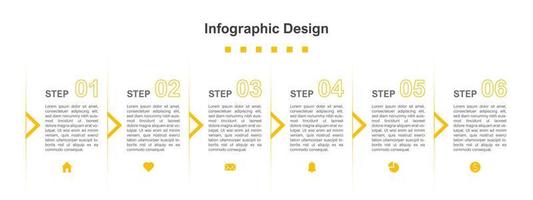 sechs Schritte abstrakte Business-Infografik-Vorlage vektor