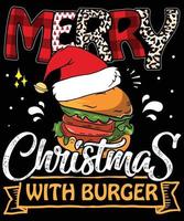 frohe weihnachten mit burger typografie vektor-t-shirt-designs für die weihnachtsferien in den usa finden am 25. dezember statt. weihnachtshund, wein-bierliebhaber-design. vektor