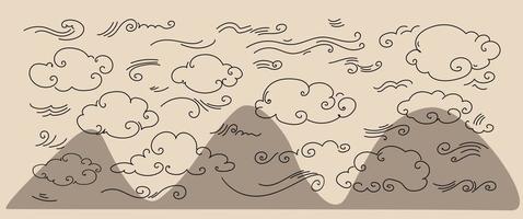 Vektor-Doodle-Set aus Doodle-Wind, Wetter, Umwelt vektor