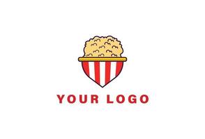 popcorn logotyp design med stift ikon design mall vektor