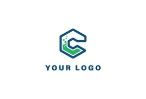 c-Buchstaben-Reagenzglas-Logo-Design-Vorlage vektor