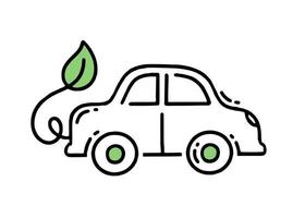 Elektroauto. co2 klimawandelkonzept grüne energie. Vektor isoliertes Gekritzel