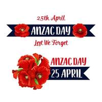 anzac tag 25. april mohnblumenstrauß vektorsymbol vektor