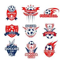 fotboll sport klubb heraldisk ikon med fotboll boll vektor