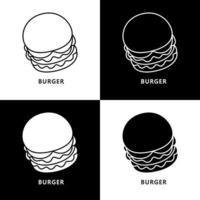 burger logotyp. mat och dryck illustration. skräpmat biffburgare ikon symbol vektor