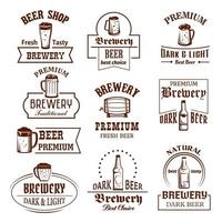 vektor ikoner uppsättning för öl bryggeri pub bar eller affär