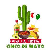 cinco de mayo mexikanische fiesta essen und trinken symbol vektor