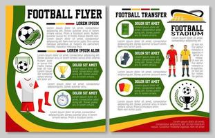 Vektorflieger für Fußball- oder Fußballsportmatch vektor