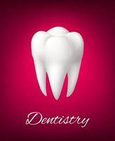 vektor 3d vit tand för tandvård affisch