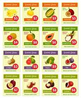 vektor pris kort för tropisk exotisk frukt