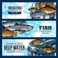 vektor banderoller för fiske eller fiskare klubb