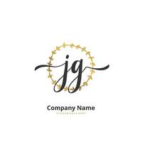 jg Anfangshandschrift und Signatur-Logo-Design mit Kreis. schönes design handgeschriebenes logo für mode, team, hochzeit, luxuslogo. vektor