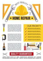 Vektor-Poster-Vorlage für Reparaturwerkzeuge zu Hause vektor