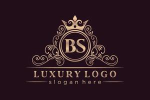 bs anfangsbuchstabe gold kalligrafisch feminin floral handgezeichnet heraldisch monogramm antik vintage stil luxus logo design premium vektor