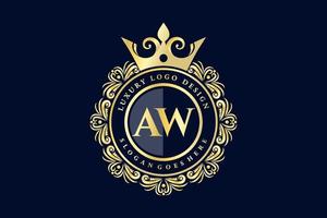 aw anfangsbuchstabe gold kalligrafisch feminin floral handgezeichnet heraldisch monogramm antik vintage stil luxus logo design premium vektor