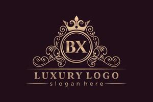 bx första brev guld calligraphic feminin blommig hand dragen heraldisk monogram antik årgång stil lyx logotyp design premie vektor