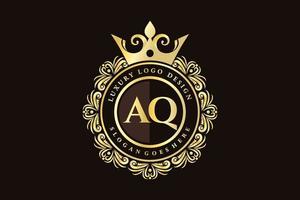 aq anfangsbuchstabe gold kalligrafisch feminin floral handgezeichnet heraldisch monogramm antik vintage stil luxus logo design premium vektor
