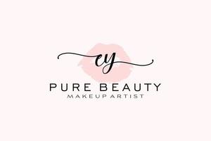 vorgefertigtes Logo-Design mit anfänglichen Augen, Aquarell-Lippen, Logo für Make-up-Künstler-Business-Branding, errötendes Beauty-Boutique-Logo-Design, Kalligrafie-Logo mit kreativer Vorlage. vektor