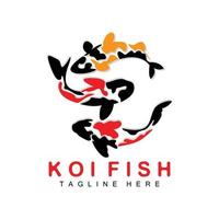 koi fisk logotyp design, kinesisk tur- och triumf dekorativ fisk vektor, företag varumärke guld fisk ikon vektor