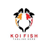 koi fisk logotyp design, kinesisk tur- och triumf dekorativ fisk vektor, företag varumärke guld fisk ikon vektor