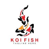 Koi-Fisch-Logo-Design, chinesischer Glücks- und Triumph-Zierfischvektor, Firmenmarke Goldfisch-Symbol vektor