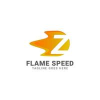 Buchstabe z Flammengeschwindigkeitsvektor-Logo-Design vektor