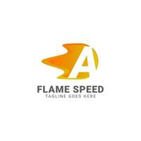 Schreiben Sie ein Flammengeschwindigkeitsvektor-Logo-Design vektor