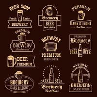 vektor ikoner uppsättning för öl bryggeri pub eller bar