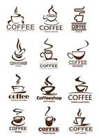 kaffe kopp ikoner för coffee och Kafé design vektor