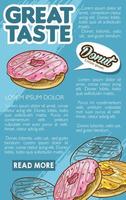 Donut-Bäckerei-Dessert Retro-Skizze-Poster-Vorlage vektor