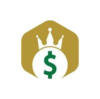 Dollar-König-Logo entwirft Konzeptvektor. Symbolvektor für Kronengeld. vektor