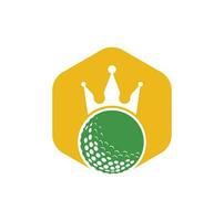 King Golf-Vektor-Logo-Design. Golfball mit Kronenvektorsymbol. vektor