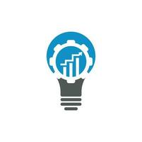 Bulb Gear Finanzlogo. Glühbirne aus der Logo-Vorlage für Zahnräder. Zahnrad- und Pfeilvektordesign. vektor