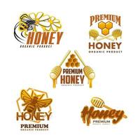 Vektorsymbole für Premium-Bioprodukte von Honigbienen vektor