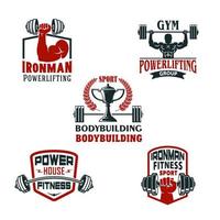 Vektorsymbole Bodybuilding-Fitnessstudio oder Powerlifting-Club vektor