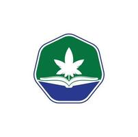 Buch- und Marihuana-Symbol-Logo-Vorlage. geeignet für die medizinische Ausbildung. vektor