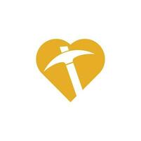 Bergbau-Liebesform-Konzept-Logo-Design. Designvorlage für das Logo der Bergbauindustrie. vektor