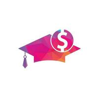 Symbolvektor für Graduierungskappen-Dollarmünzen. Abbildung zur Bildung von Finanzinvestitionen. vektor